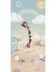 Attache tétine fille - Thème Minnie  noir et rouge